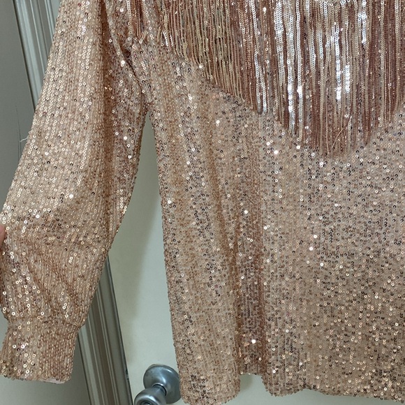 Blue B rose gold sequin fringe top size small worn once - Picture 6 of 8